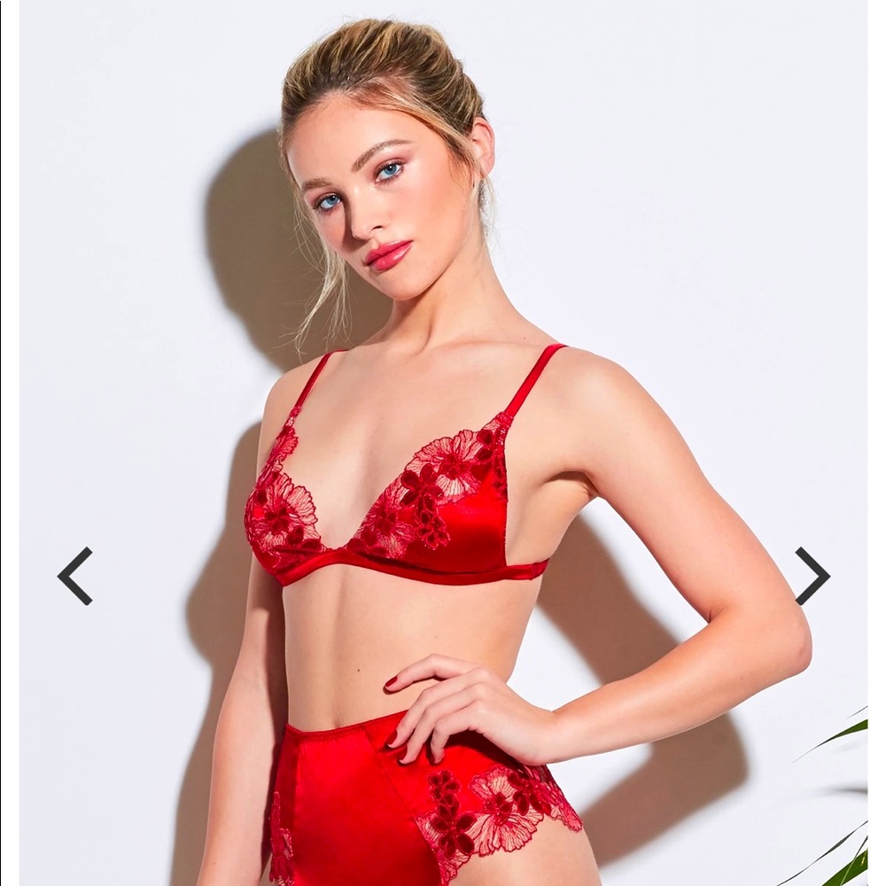 Fleur du Mal Red Triangle Bra and High Waisted Briefs